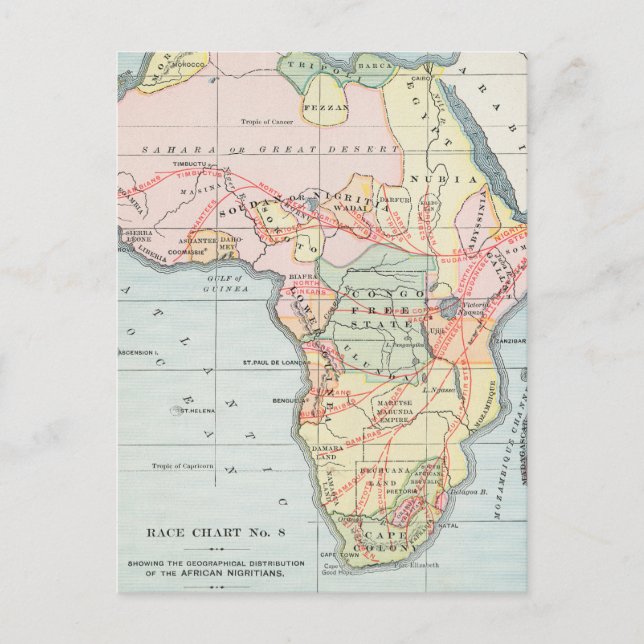 AFRICA: MAP, 1894 POSTCARD (Front)