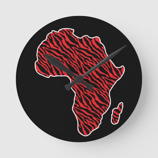Africa Map African Pride Zebra Pattern Round Clock (Front)