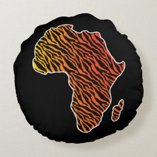 Africa Map African Pride Zebra Pattern Round Cushion