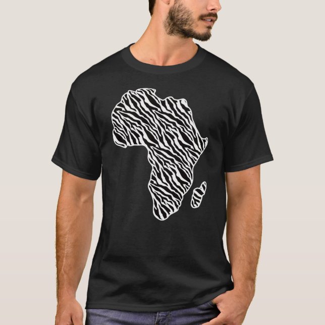 Africa Map African Pride Zebra Pattern T-Shirt (Front)