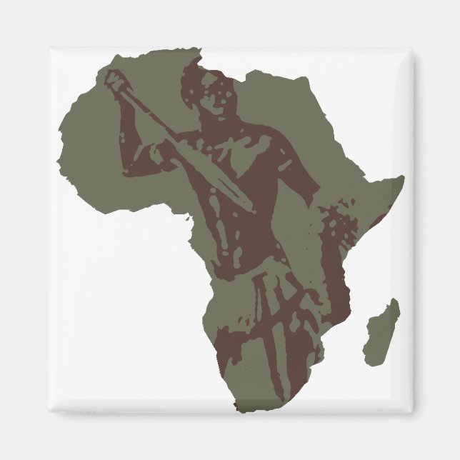 Africa Map African Warrior Artwork Magnet (Front)