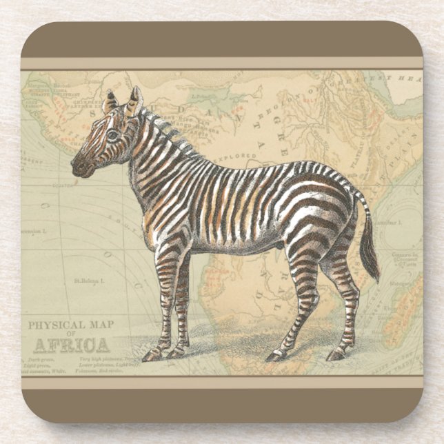 Africa Map and a Zebra Coaster (Front)