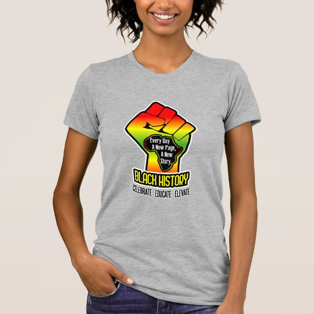 Africa Map and Fist | Name on Back | Black History T-Shirt (Front)
