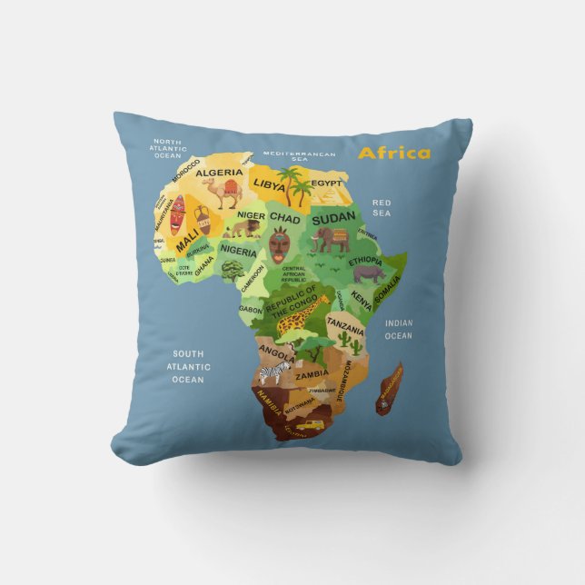 Africa Map Artwork Cushion (Front)