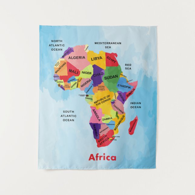 Africa Map Artwork Tapestry (Front)