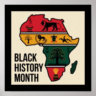 Africa Map Black History Month Poster