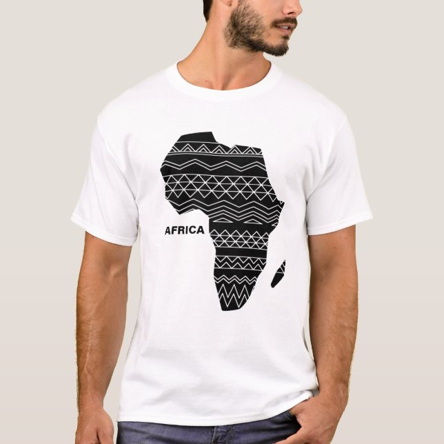 Africa Map Black Print T-Shirt (Front)