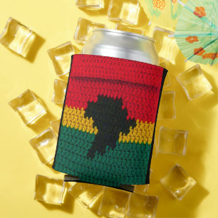 Africa Map Black Red Gold Green Jamaican Crochet Can Cooler
