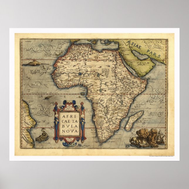 Africa Map By Ortelius 1570 Poster (Front)
