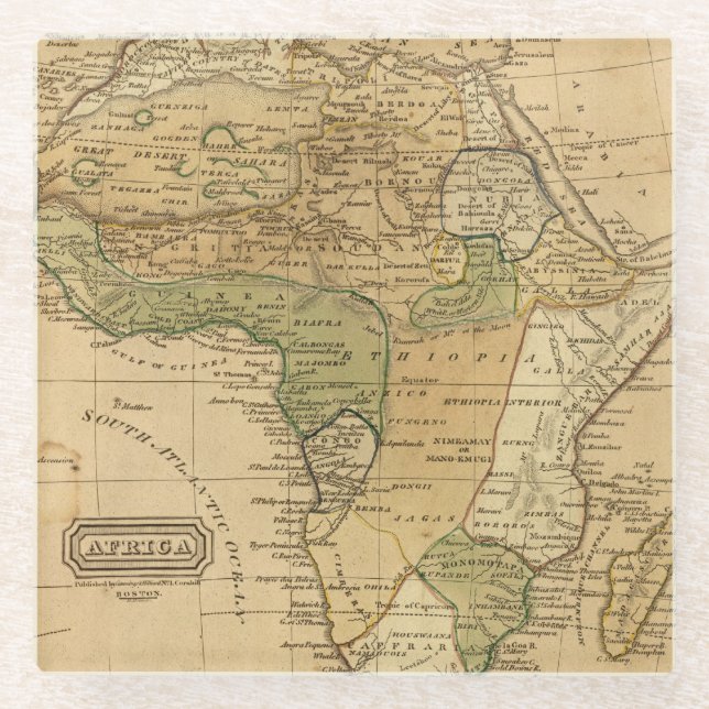 Africa  Map by Worcester Glass Coaster (Front)