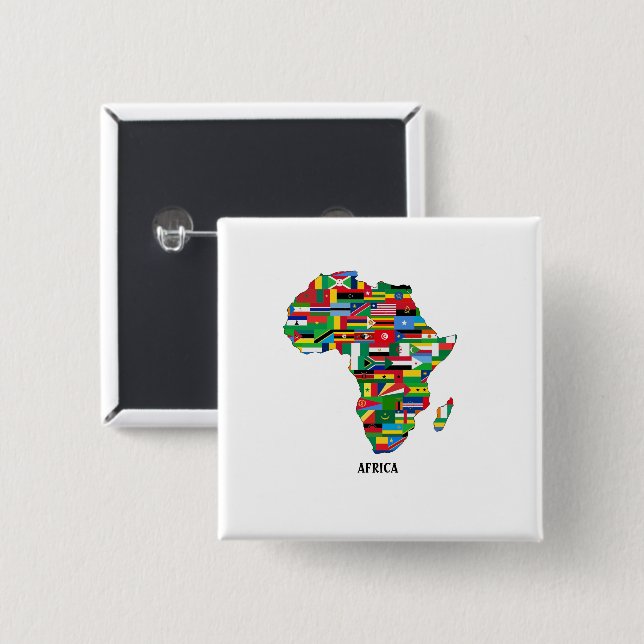 Africa Map Continent 15 Cm Square Badge (Front & Back)