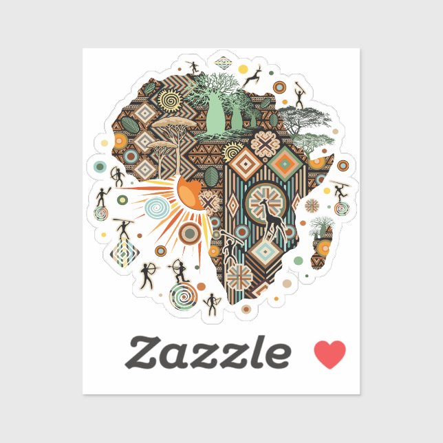 Africa Map Decorative Tribal Elements Pattern (Sheet)