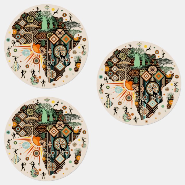 Africa Map Decorative Tribal Elements Pattern (Group)