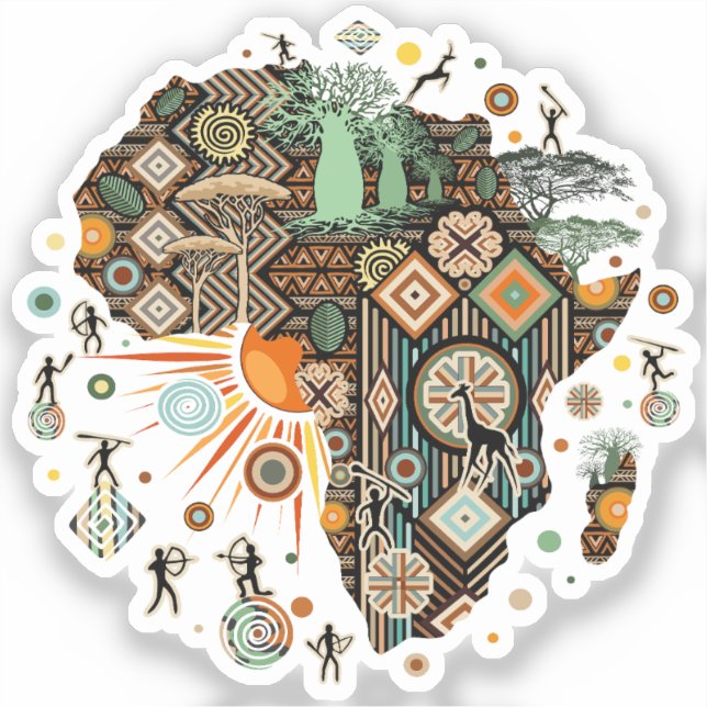 Africa Map Decorative Tribal Elements Pattern (Front)