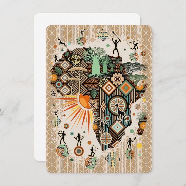 Africa Map Decorative Tribal Elements Pattern (Front/Back)