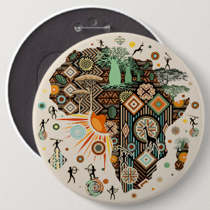 Africa Map Decorative Tribal Elements Pattern 6 Cm Round Badge