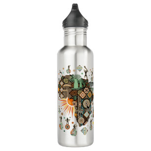 Africa Map Decorative Tribal Elements Pattern 710 Ml Water Bottle