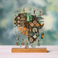 Africa Map Decorative Tribal Elements Pattern