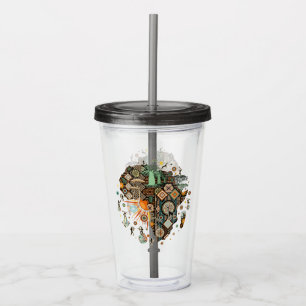 Africa Map Decorative Tribal Elements Pattern Acrylic Tumbler