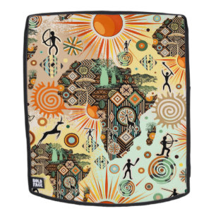 Africa Map Decorative Tribal Elements Pattern Backpack