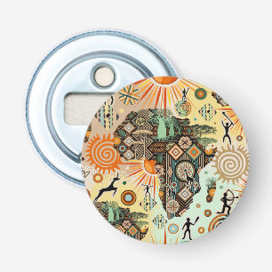 Africa Map Decorative Tribal Elements Pattern Bottle Opener