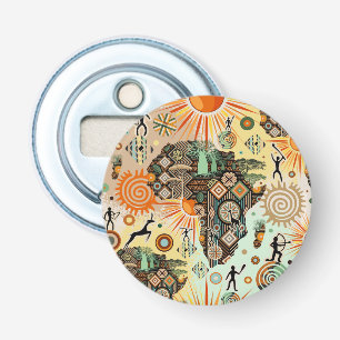 Africa Map Decorative Tribal Elements Pattern Bottle Opener