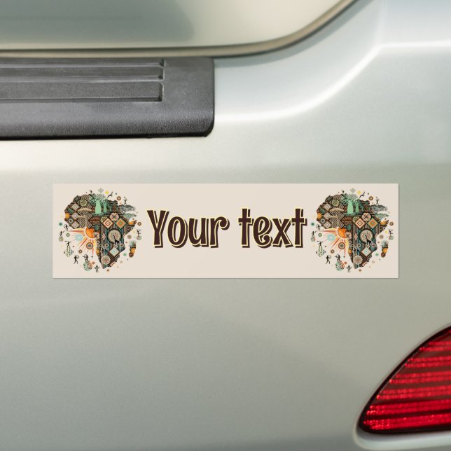 Africa Map Decorative Tribal Elements Pattern Bumper Sticker (On Car)