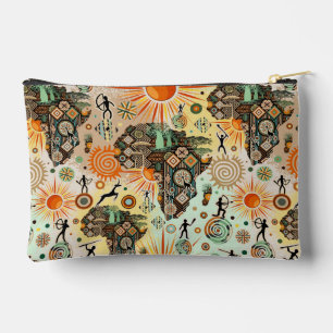 Africa Map Decorative Tribal Elements Pattern Duff Accessory Pouch
