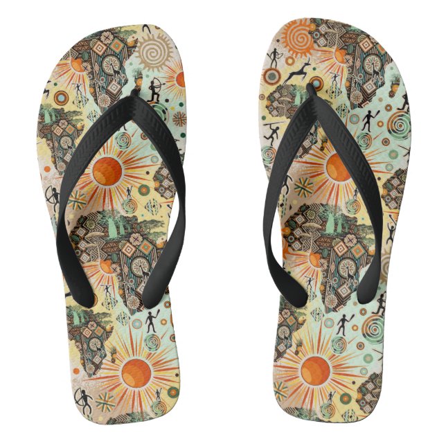 Africa Map Decorative Tribal Elements Pattern Jandals (Footbed)