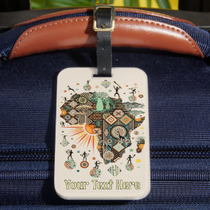 Africa Map Decorative Tribal Elements Pattern Luggage Tag