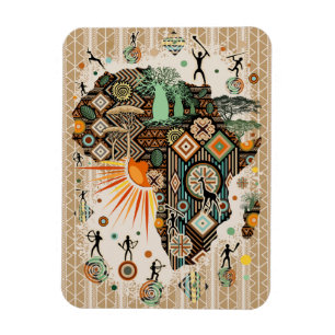 Africa Map Decorative Tribal Elements Pattern Magnet