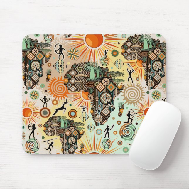 Africa Map Decorative Tribal Elements Pattern Mouse Pad (With Mouse)