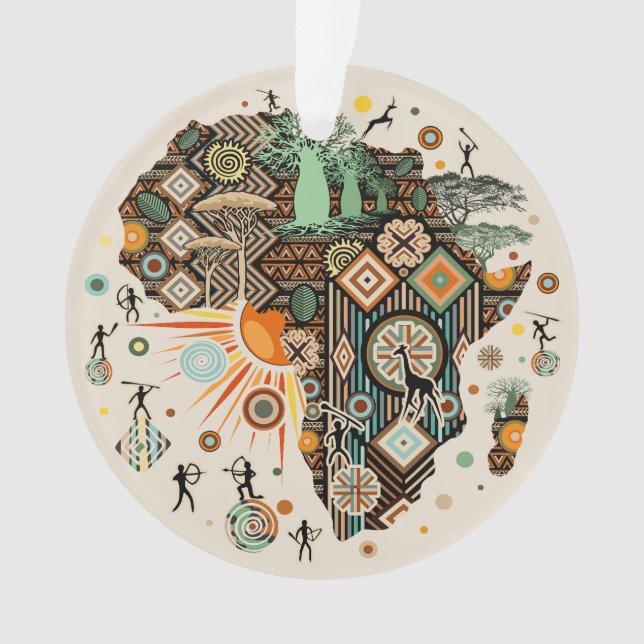 Africa Map Decorative Tribal Elements Pattern Ornament (Front)