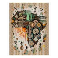 Africa Map Decorative Tribal Elements Pattern