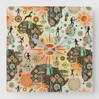 Africa Map Decorative Tribal Elements Pattern