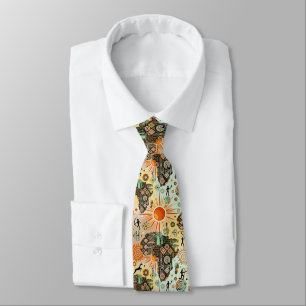 Africa Map Decorative Tribal Elements Pattern Tie