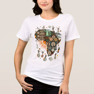 Africa Map Decorative Tribal Elements Pattern Tri-Blend Shirt