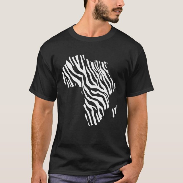 Africa Map Filled With Zebra White Stripes Print P T-Shirt (Front)
