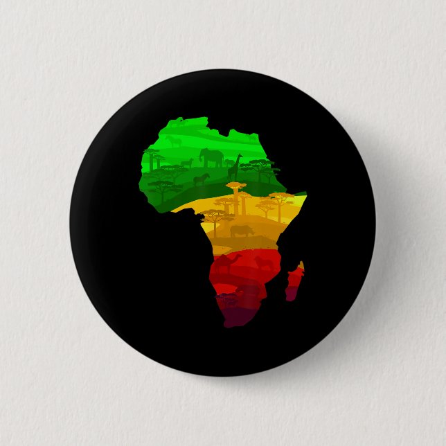 Africa Map Green Yellow Red Proud African Pride Ju 6 Cm Round Badge (Front)