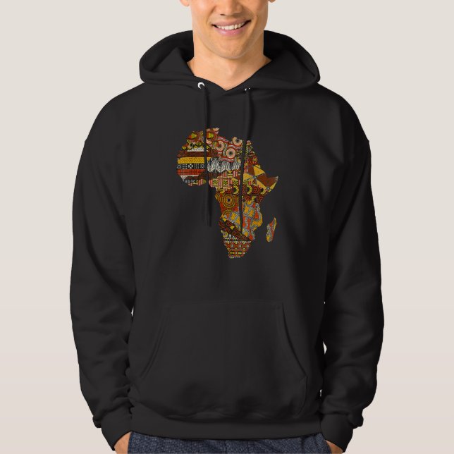 Africa Map Kente Cloth Black History Month Afro Af Hoodie (Front)