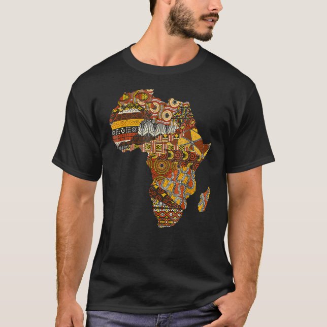 Africa Map Kente Cloth Black History Month Afro Af T-Shirt (Front)