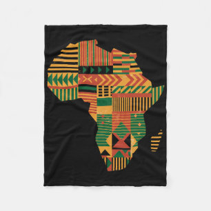 Africa Map Kente Juneteenth African American Black Fleece Blanket