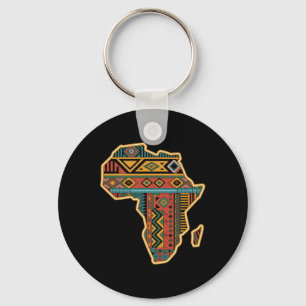Africa Map Kente Juneteenth African American Black Key Ring