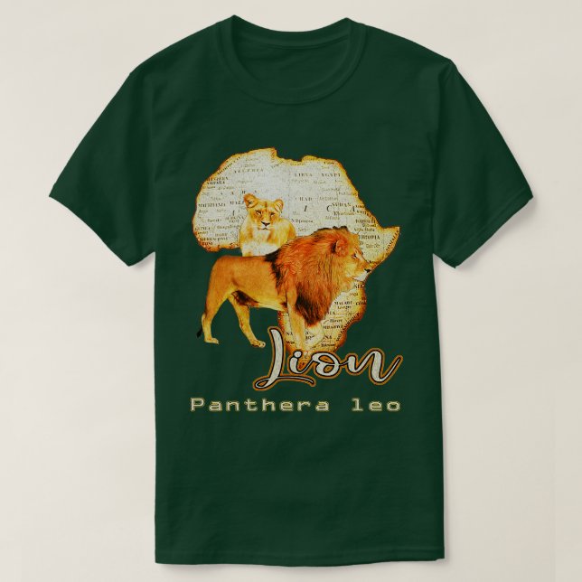 Africa Map Lion Safari Savanna Wildlife Zoo Souven T-Shirt (Design Front)