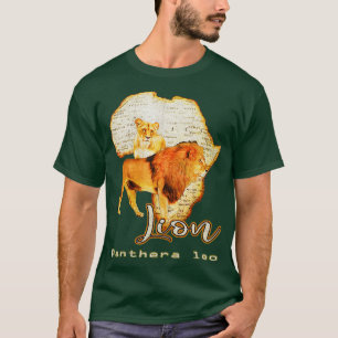 Africa Map Lion Safari Savanna Wildlife Zoo Souven T-Shirt