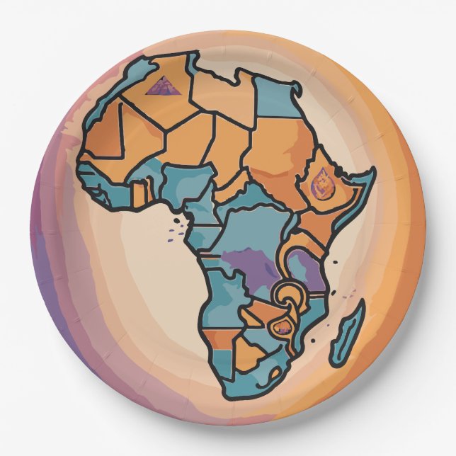 Africa Map Paper Plate (Front)