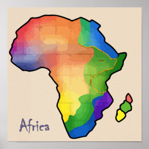 Africa Map Print, Value Poster Paper (Matte)