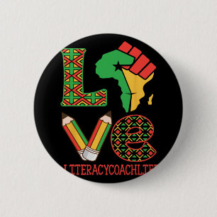 Africa Map Raised Fist Love Literacy Coach Life Ed 6 Cm Round Badge
