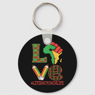 Africa Map Raised Fist Love Literacy Coach Life Ed Key Ring