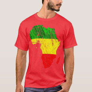 Africa Map Reggae Rasta print Green Yellow Red Afr T-Shirt